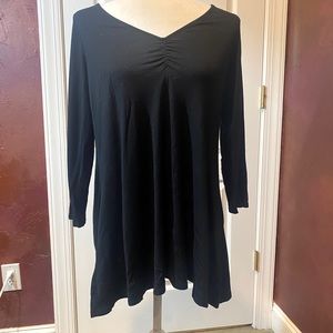 Eileen Fisher Tencel Cashmere Stretch Tunic Top S Ruched V-Neck